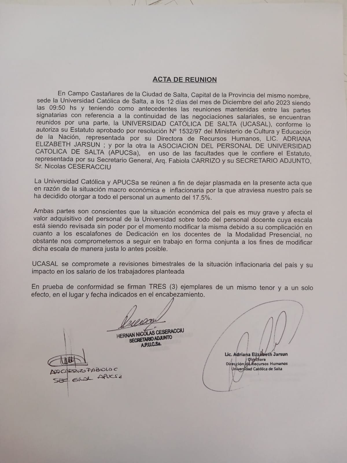 Aumento Salarial - Diciembre 2023